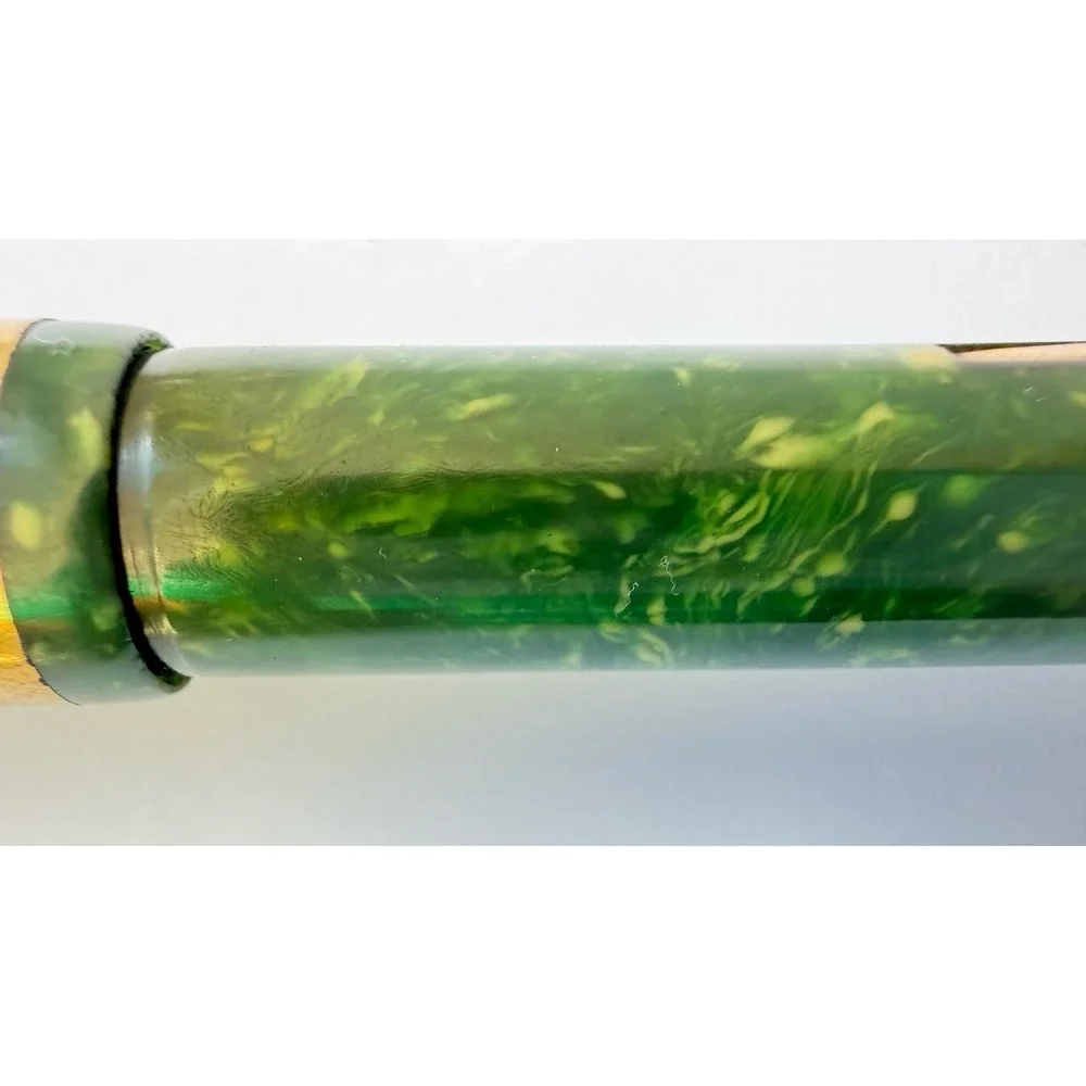 1920 Sheaffer Flat Top Full Sz 14k Nib Fountain Pen Jade Green Marbled White Dot